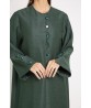 Green abaya with round shape sleeve and front details