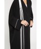 Black farashah cut abaya with piping details