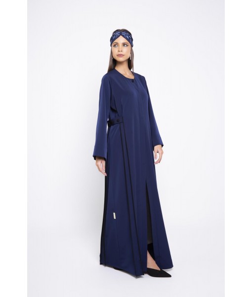 Navy blue abaya with round neckline ...
