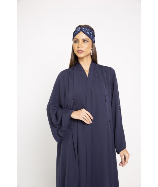 Navy blue abaya with single pleats ...