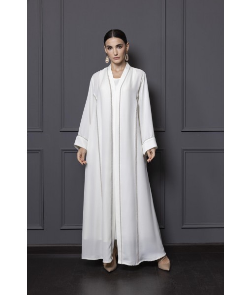 A-line abaya with piping in off ...
