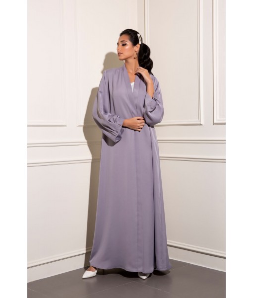 Soft lavender abaya with pleats and ...