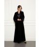Black velvet abaya with shawl collar 